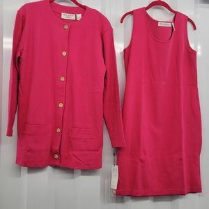 Vintage 80s Bill Blass I Magnim Dress & Jacket Set Pink sz L NWT